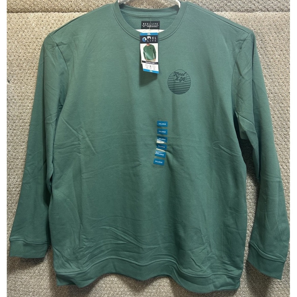 Reel Life Point Breeze Crew Sweatshirt Long Sleeve Green Men's Size‎ 2XL NWT